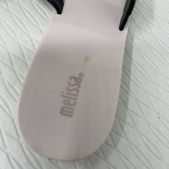 Melissa Shoes Jelly Sandals Flip Flops 10 Bow Vegan Plastic Pink Black Brazil - Picture 11 of 12